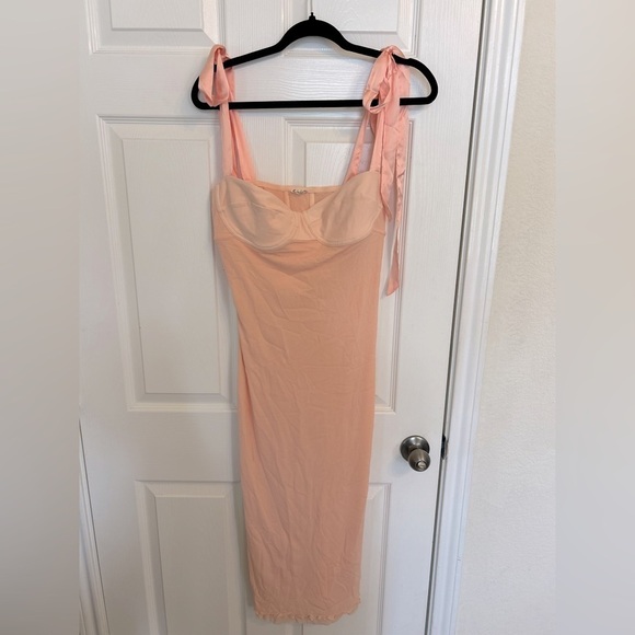 NWOT Free People Intimately, Got Glam Mesh Slip Dress, Large in Pink Salt - Picture 4 of 9